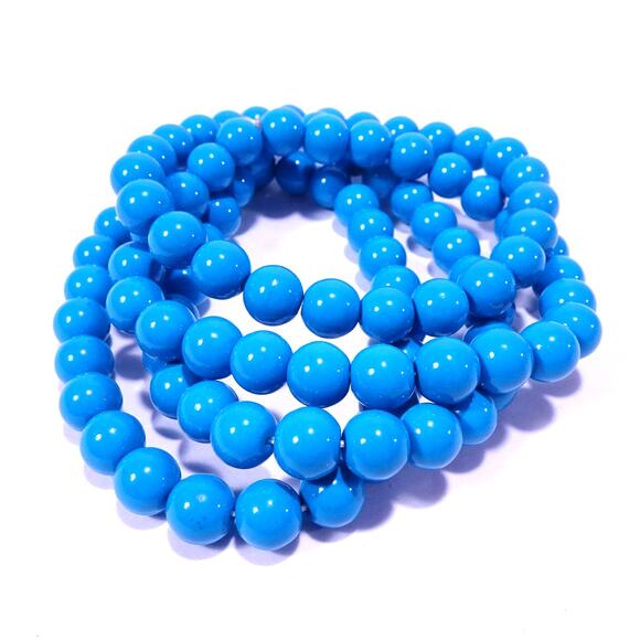 Anthropologie Women's Bright Blue Glass Bead Stackable Bracelet Set NWOT 138 - Picture 2 of 9